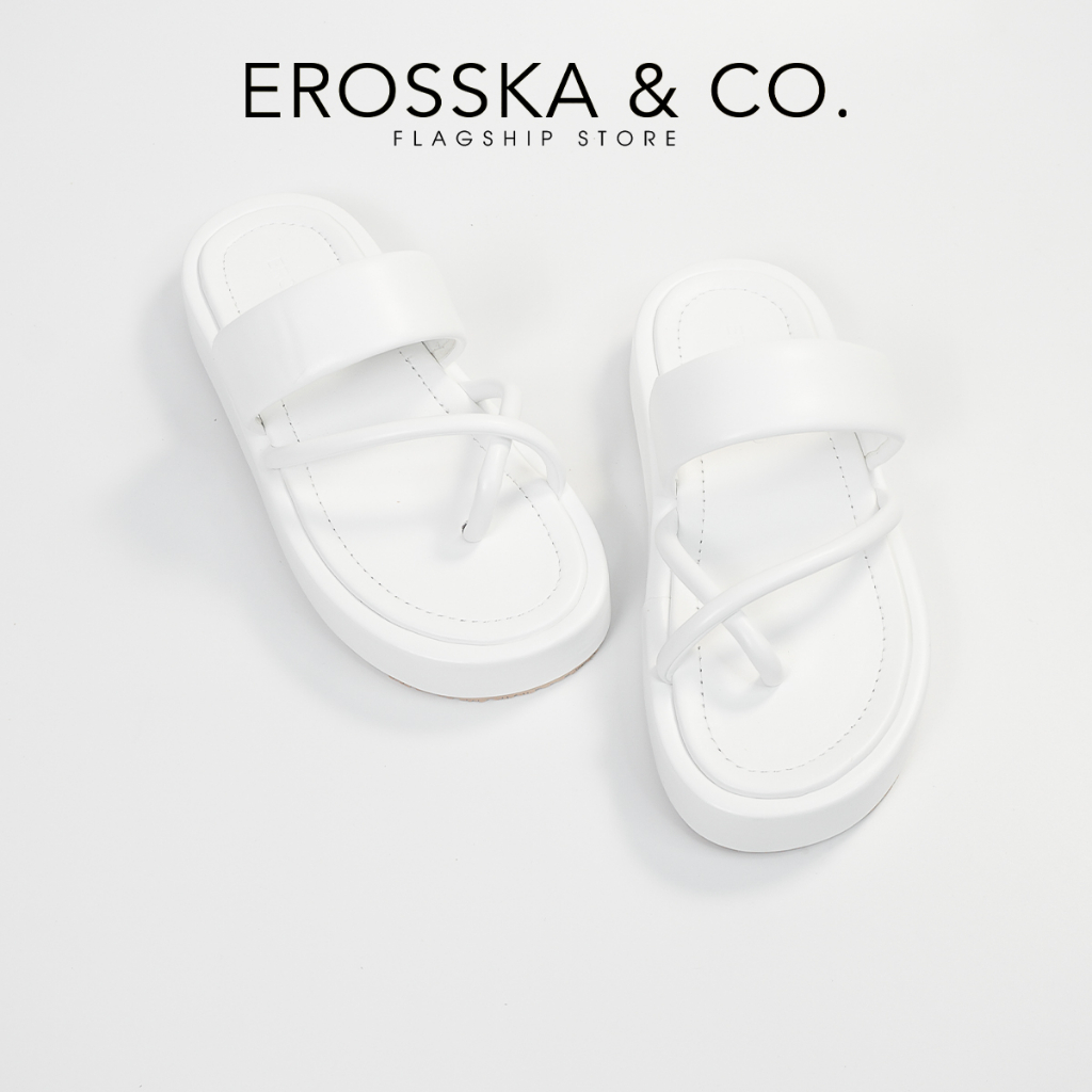 Erosska - Dép nữ thời trang đế xuồng xỏ ngón kiểu dáng basic màu trắng - SB006