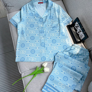 Bộ mặc nhà Pyjama lụa cao cấp Tea Store tay cộc quần dài họa tiết hoa mới