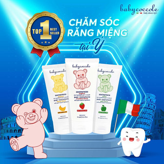 Kem đánh răng babycoccole chính hãng cho bé hương táo, dâu, chuối 75ml / 30ml dịu ngọt có thế nuốt