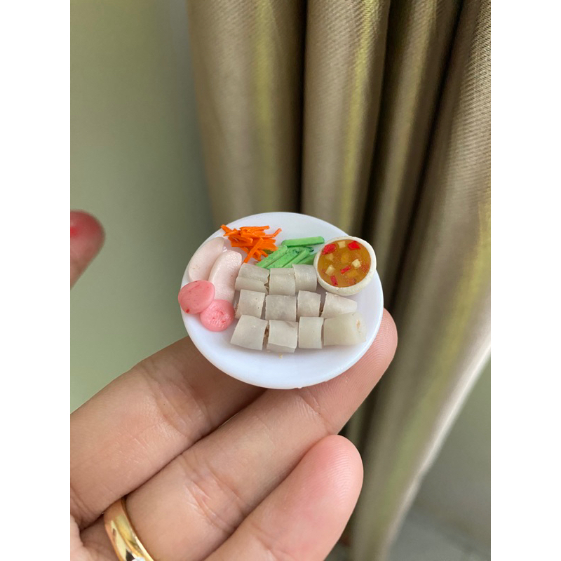 Mô hình dĩa bánh cuốn mini bằng đất sét rất nhỏ hàng thủ công