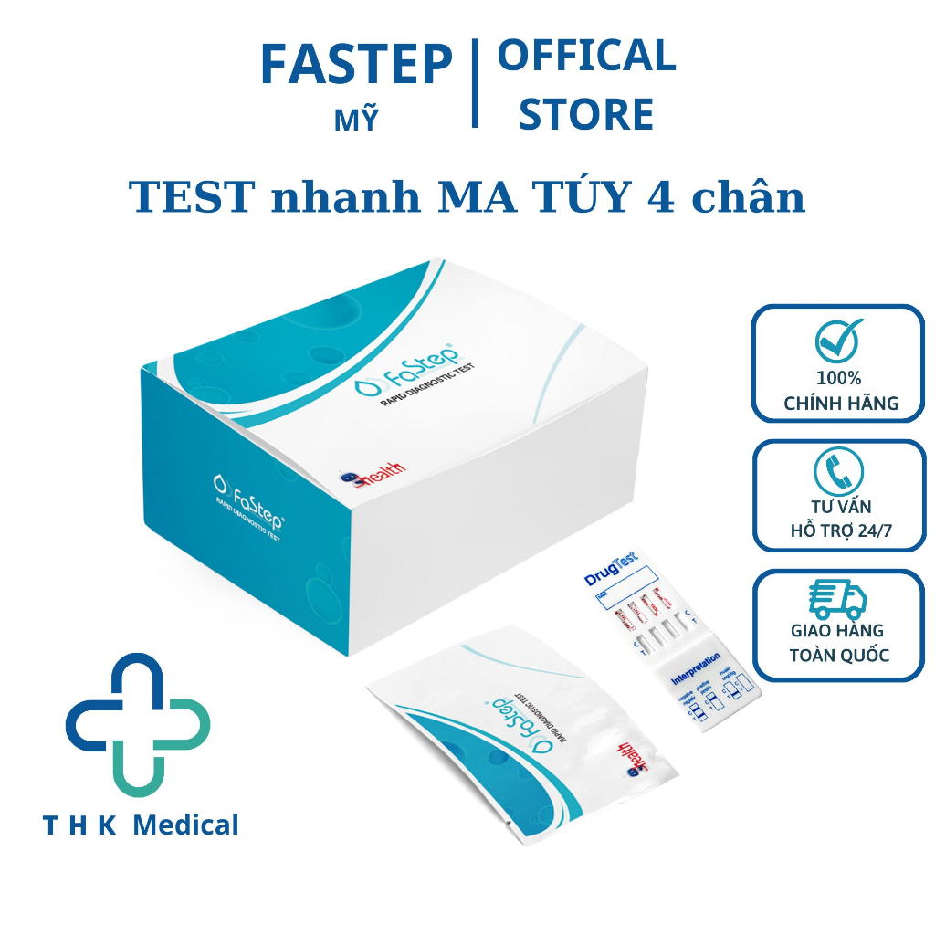 Que Test Ma Tuý tổng hợp Fastep 4 CHÂN. Test nhanh Ma Tuý - Test nước tiểu