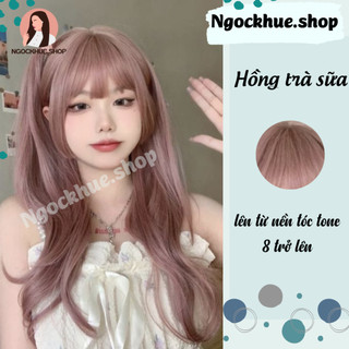 Màu nâu hồng trà sữa, Thuốc nhuộm tóc nâu trà sữa ánh hồng tặng oxy trợ nhuộm , nâu hồng đào cần tẩy tóc Ngockhue.shop