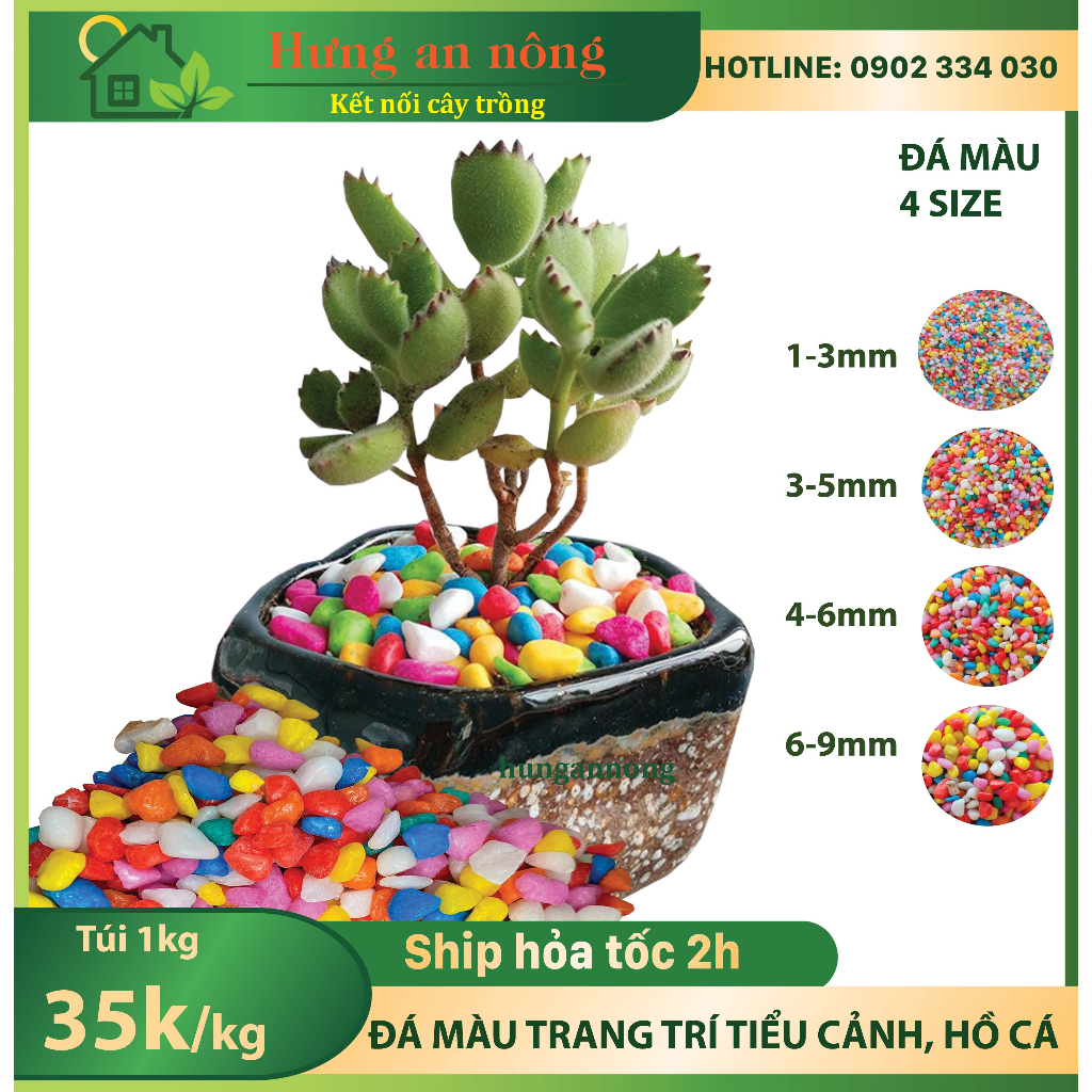 1kg Colored Stone sỏi màu đá màu trang trí dùng trang trí, rải mặt chậu, cố định cây, lót đáy hồ cá