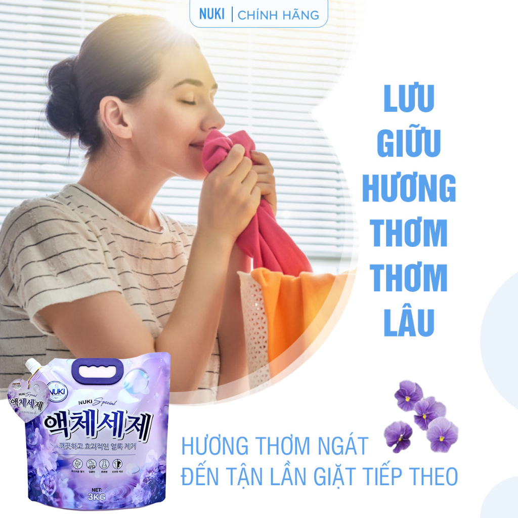 Nước Giặt Xả Hàn Quốc Nuki Special 3kg vs Nuki Premium 3kg6 Lưu Hương Đậm Sâu