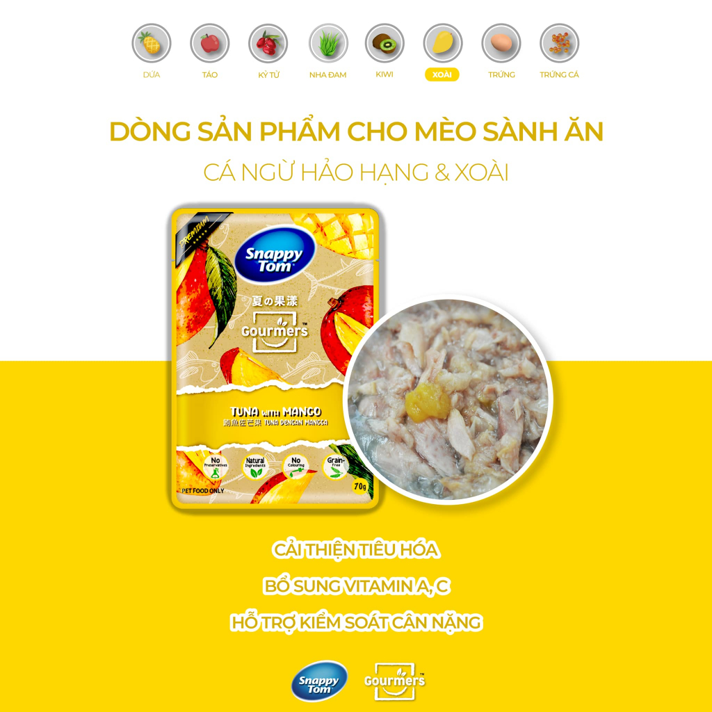 Pate Snappy Tom Topping Trái Cây 8 Vị Gói 70gr