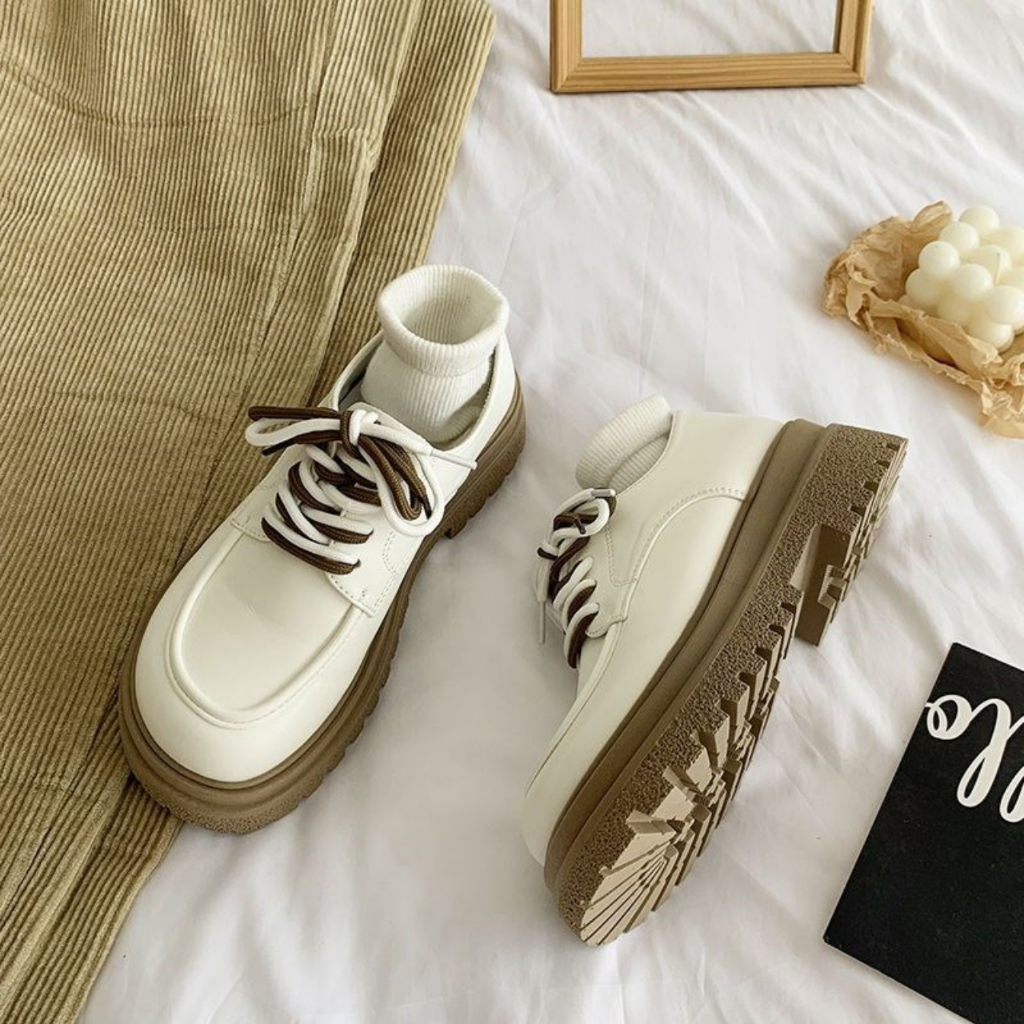 Giày Oxford Lolita ĐỐC BỐN DÂY đế cao 5p màu đen/Trắng mới thời trang đẹp hot mới cá tính_ GIÀY UMI