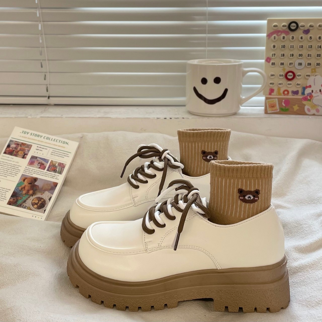 Giày Oxford Lolita ĐỐC BỐN DÂY đế cao 5p màu đen/Trắng mới thời trang đẹp hot mới cá tính_ GIÀY UMI