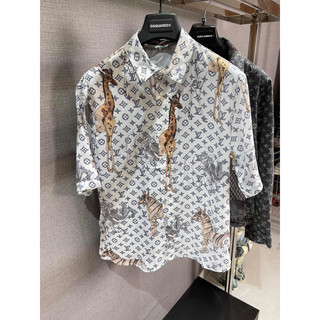 ⚡️ - áo sơ mi lụa lv hươu monogram chapman brother animal print - hàng loại 1 chất lụa cực mát - dluxury