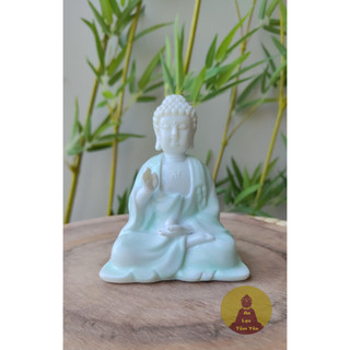 Tượng Phật A DI ĐÀ màu ngọc trắng xanh cao 11.5 cm, tượng mini, tượng phật nhỏ, tượng trang trí xe ô tô, bàn làm việc