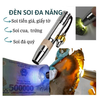 Đèn soi tiền giả, đá quý, giấy tờ, biển số xe, cua gạch, trứng với ánh sáng 3 màu tiện dụng, kèm theo bộ sạc USB