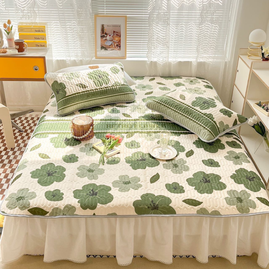 Chiếu điều hòa sao su non in hình 3D, 5D dễ thương tăng kèm 2 vỏ gối đầu