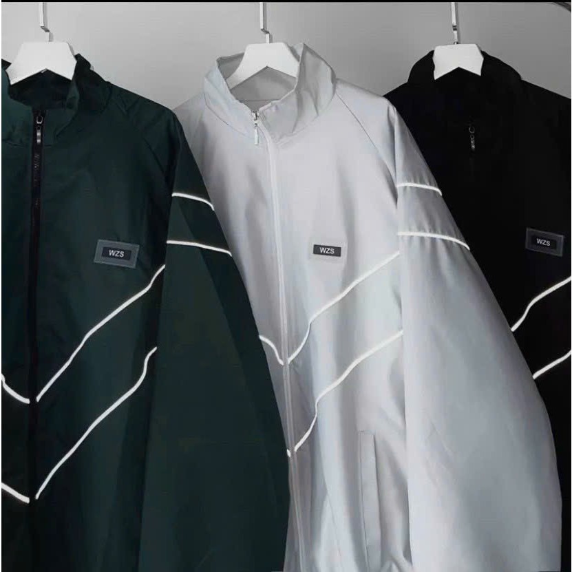 Áo Khoác Dù 2 LớpThêu WZS Sọc Dạ Quang - Bomber  Gió Có Khóa Kéo Zip - ĐẸP HOT-  Nam Nữ Couple