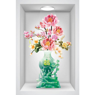 Decal dán tường bình hoa sen hồng đẹp LoHoaDon_005