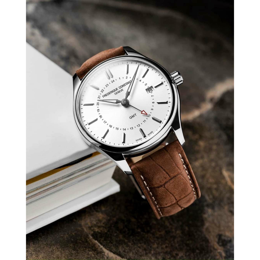 Đồng hồ chính hãng nam Frederique Constant Classic Quartz GMT - Máy pin Thụy Sĩ - Kính Sapphire