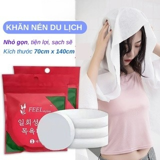 Khăn Tắm Viên Nén Du Lịch size 70x140cm Nhỏ Gọn, Siêu Tiện Lợi Làm Từ Cotton KTN01