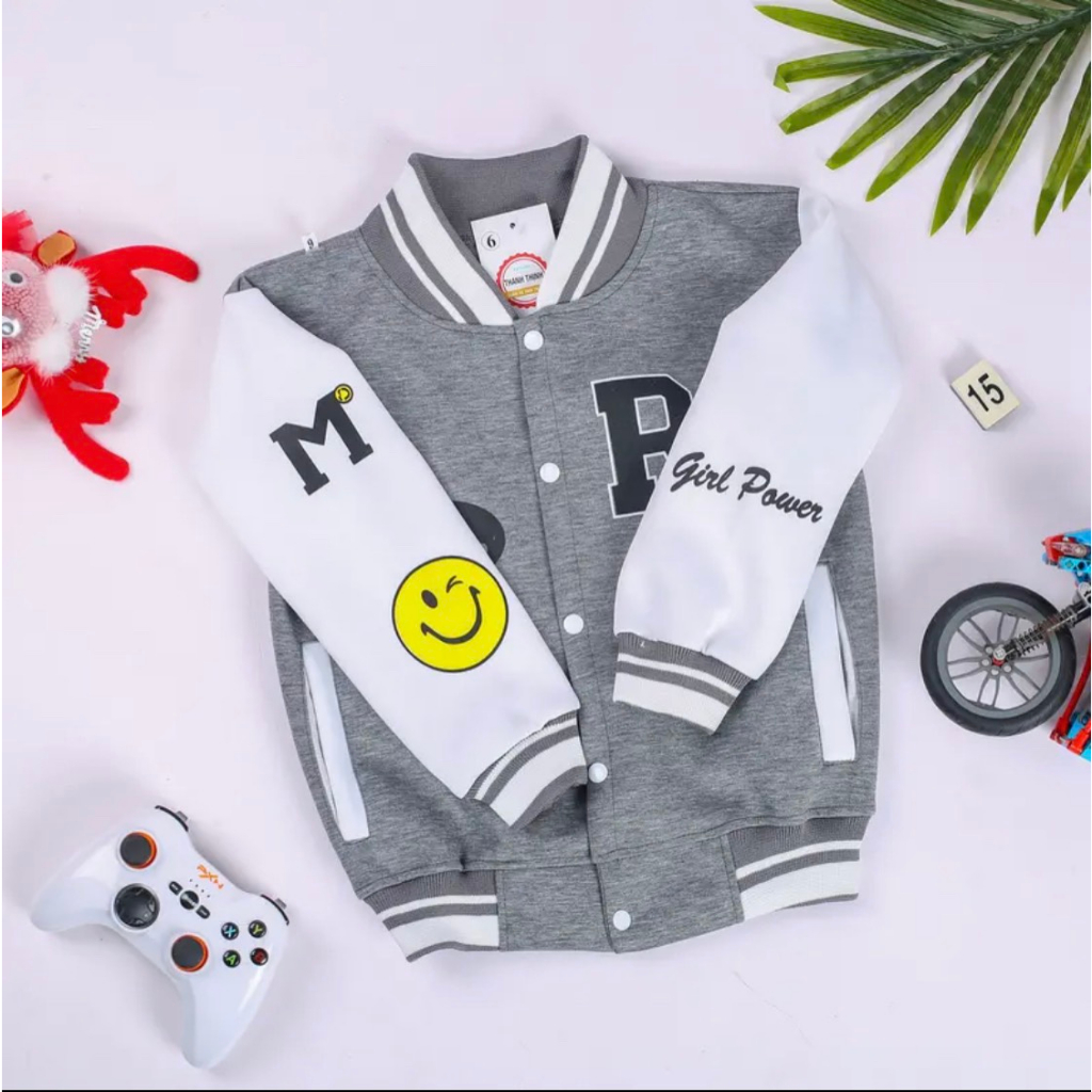 Áo khoác  bé gái 14-45kg, áo bomber bé gái 4-15 tuổi mẫu chữ R chất nỉ cao cấp sang trọng cute, hàng may kĩ.BOMBERN