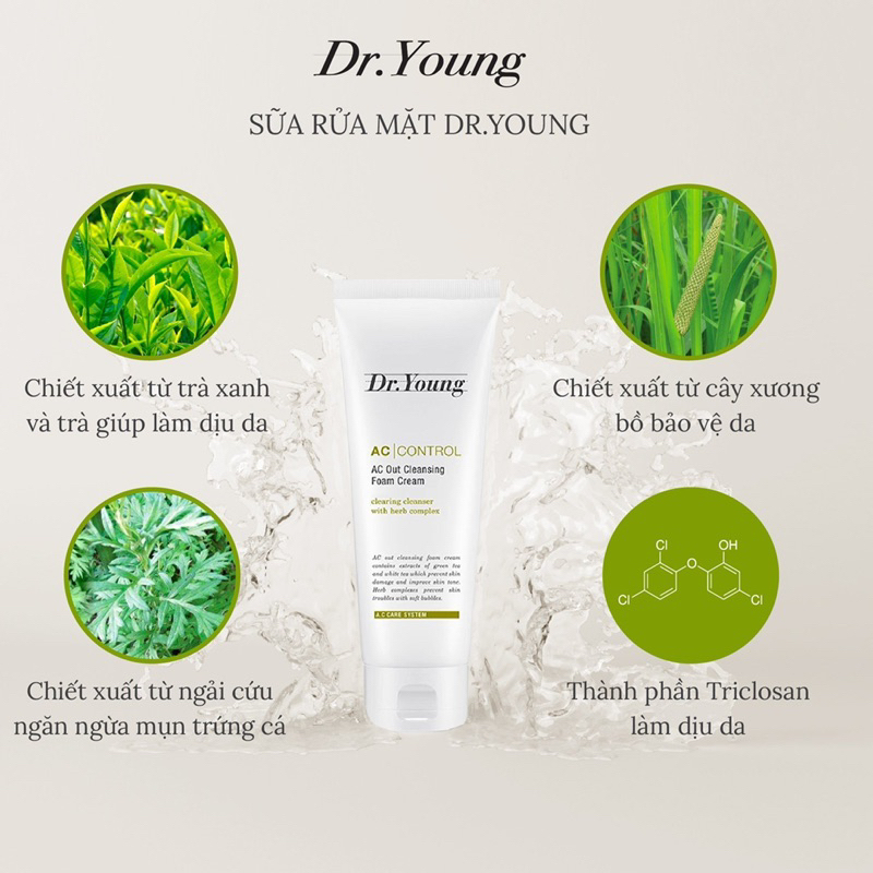 SỮA RỬA MẶT LÀM SẠCH SÂU, NGĂN NGỪA MỤN DR.YOUNG AC|CONTROL AC OUT CLEANSING FOAM CREAM