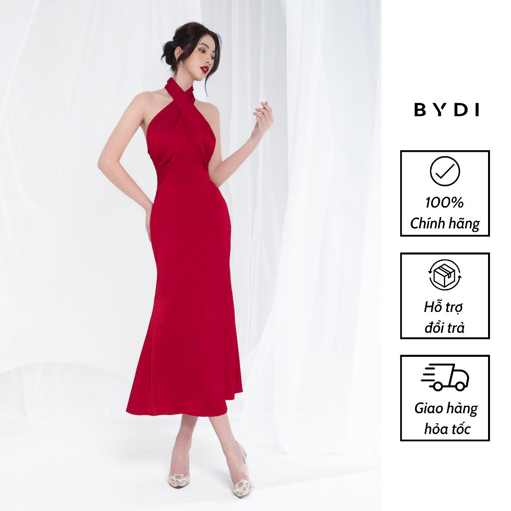 Váy Nữ Choàng Cổ Thiết Kế Độc Đáo BYDI Design Tạo Hình Sóng Ly Vòng Ngực Khoét Lưng Cực Xinh | ALLURE DRESS