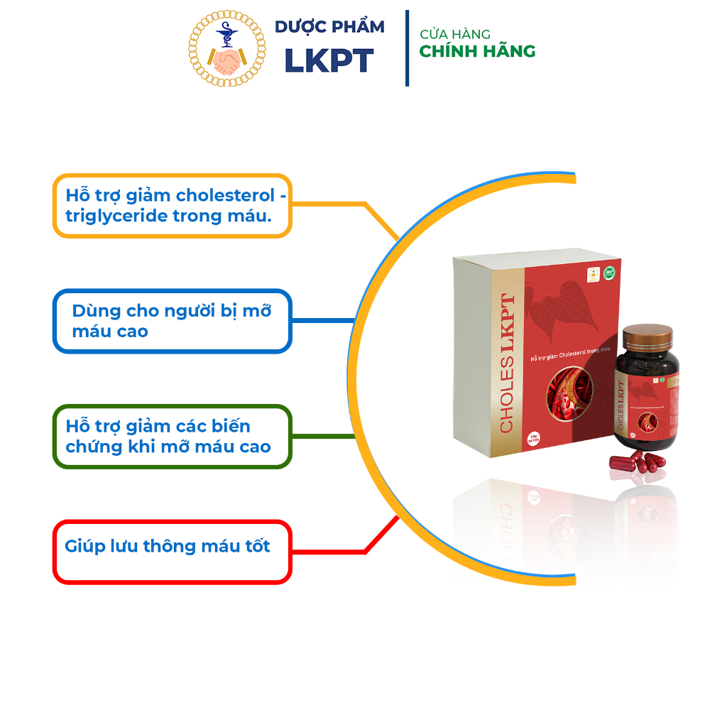CHOLES - LKPT hỗ trợ giảm cholesterol , giảm mỡ máu, lưu thông máu - Hộp 30 Viên