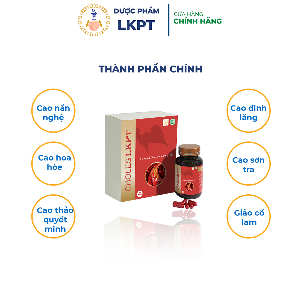 CHOLES - LKPT hỗ trợ giảm cholesterol , giảm mỡ máu, lưu thông máu - Hộp 30 Viên