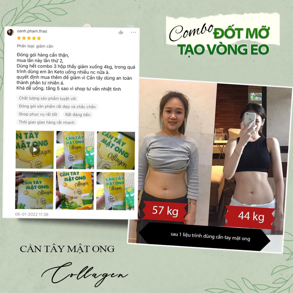 Cần tây mật ong collagen giúp đẹp da giảm cân hộp 15 gói