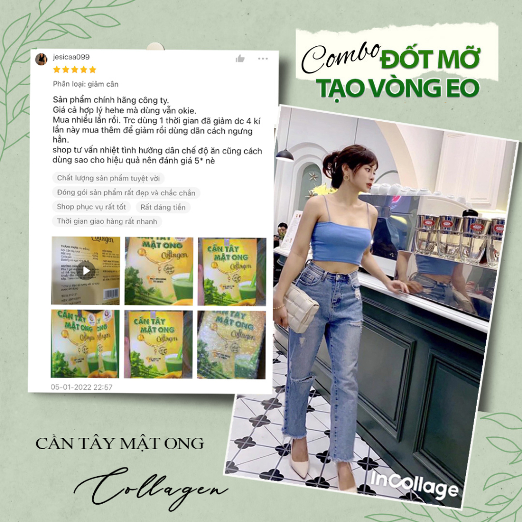 Cần tây mật ong collagen giúp đẹp da giảm cân hộp 15 gói