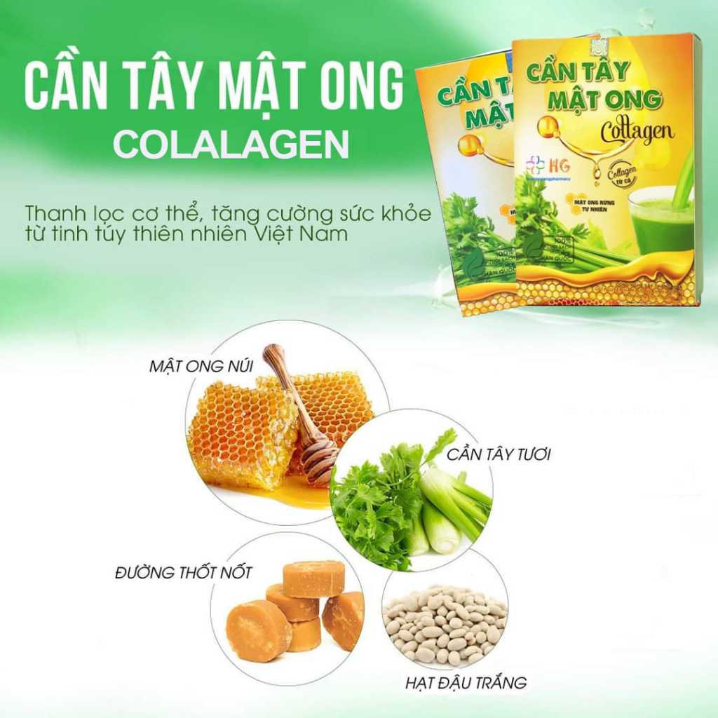 Cần tây mật ong collagen giúp đẹp da giảm cân hộp 15 gói