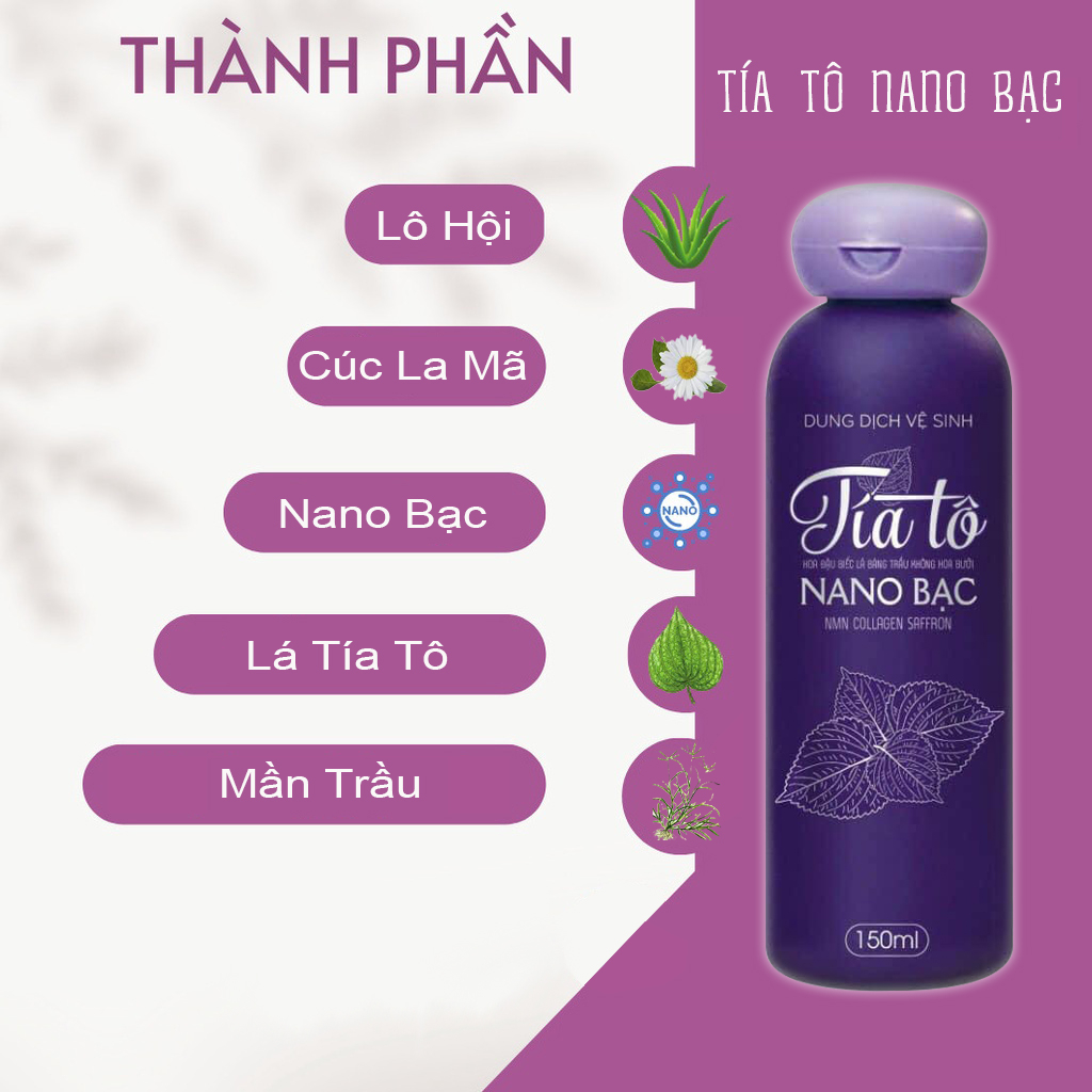 Dung dịch vệ sinh phụ nữ tía tô nano bạc 150ml ddvs collagen saffron Ume