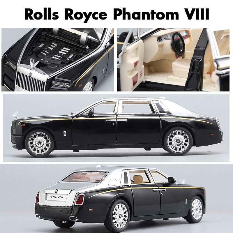Xe mô hình kim loại Rolls Royce Phantom VIII tỉ lệ 1:24 Chezhi đẹp như xe thật, thiết kế tinh xảo màu Đen, Trắng, Đỏ