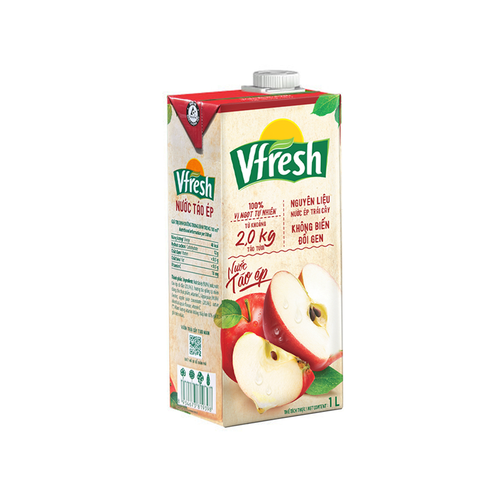 Thùng 12 hộp nước táo ép VFRESH 1 lít / Combo 3 hộp nước táo ép VFRESH 1L