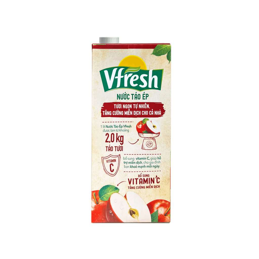 Thùng 12 hộp nước táo ép VFRESH 1 lít / Combo 3 hộp nước táo ép VFRESH 1L