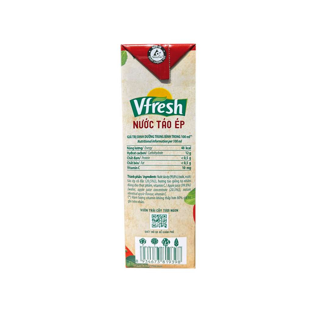 Thùng 12 hộp nước táo ép VFRESH 1 lít / Combo 3 hộp nước táo ép VFRESH 1L