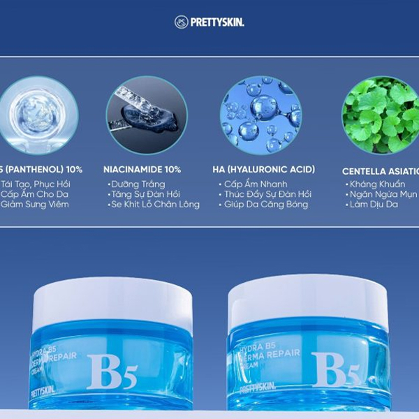 Kem Dưỡng Phục Hồi, Dưỡng Trắng Pretty Skin Hydra B5 Derma Repair Cream 52ml