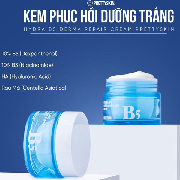 Kem Dưỡng Phục Hồi, Dưỡng Trắng Pretty Skin Hydra B5 Derma Repair Cream 52ml