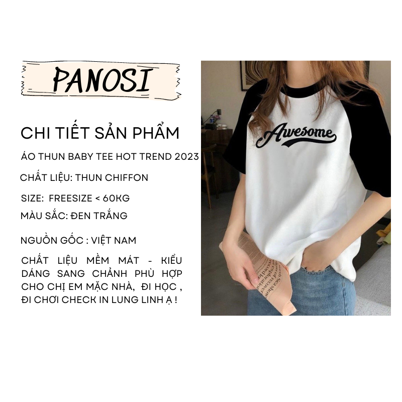 Áo Baby Tee awesome áo thun nữ chất vải co giãn cá tính PANOSI - mã A410