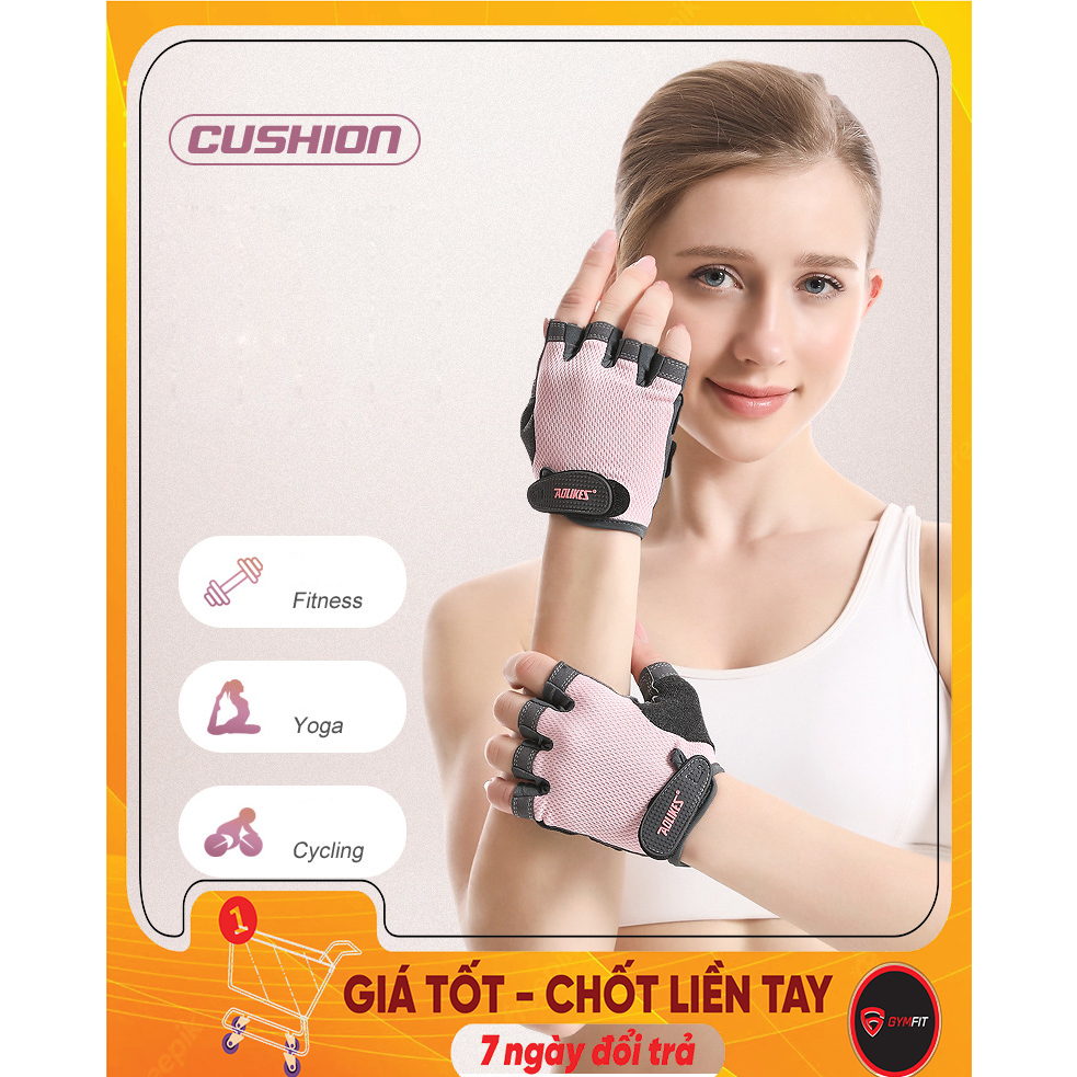 Găng tay nam nữ Aolikes A112, Găng Tay Gym Hở Ngón, Găng Tay Chạy Xe