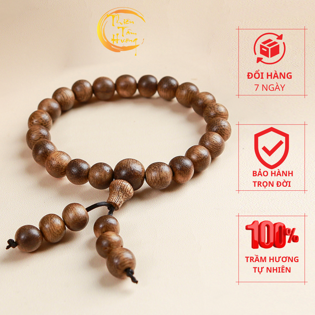 Vòng Tròn Đơn Mix Hồ Lô được làm từ Trầm Hương rừng tự nhiên, mùi hương thơm ngọt dịu giúp thoải mái dễ chịu