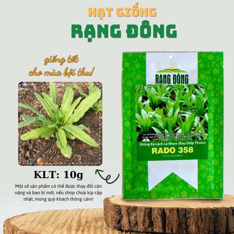 Hạt giống Xà Lách Lá Nhọn (Rau Diếp Thơm) thu hoạch nhiều lần, dễ trồng (gói 10 gr) - Hạt giống Rạng Đông