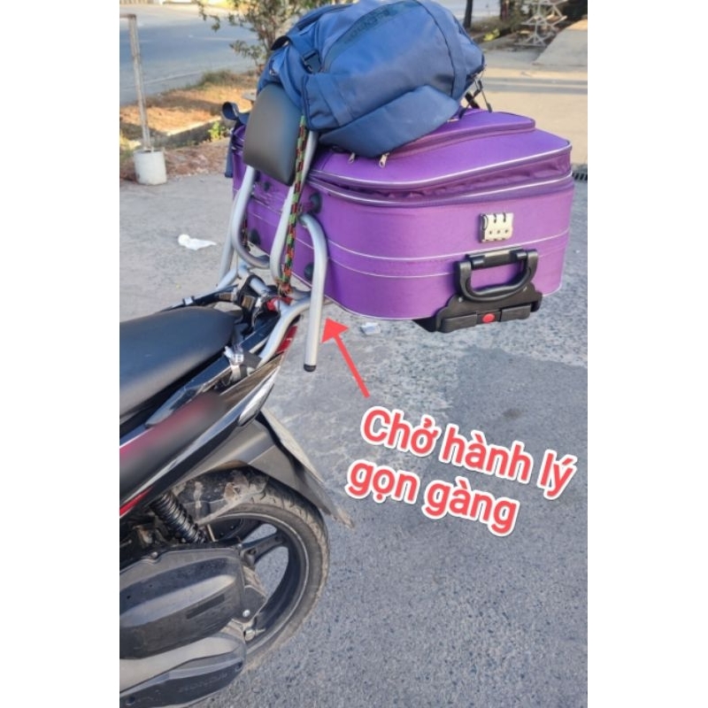 Baga phượt cho xe Sirus Fi cản inox .Mẫu mới có thể tháo rời tay vịn