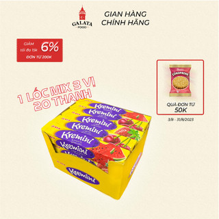 Combo mix vị 20 thanh kẹo mềm ulker kremini vị dâu/ dưa hấu/ cherry 44g