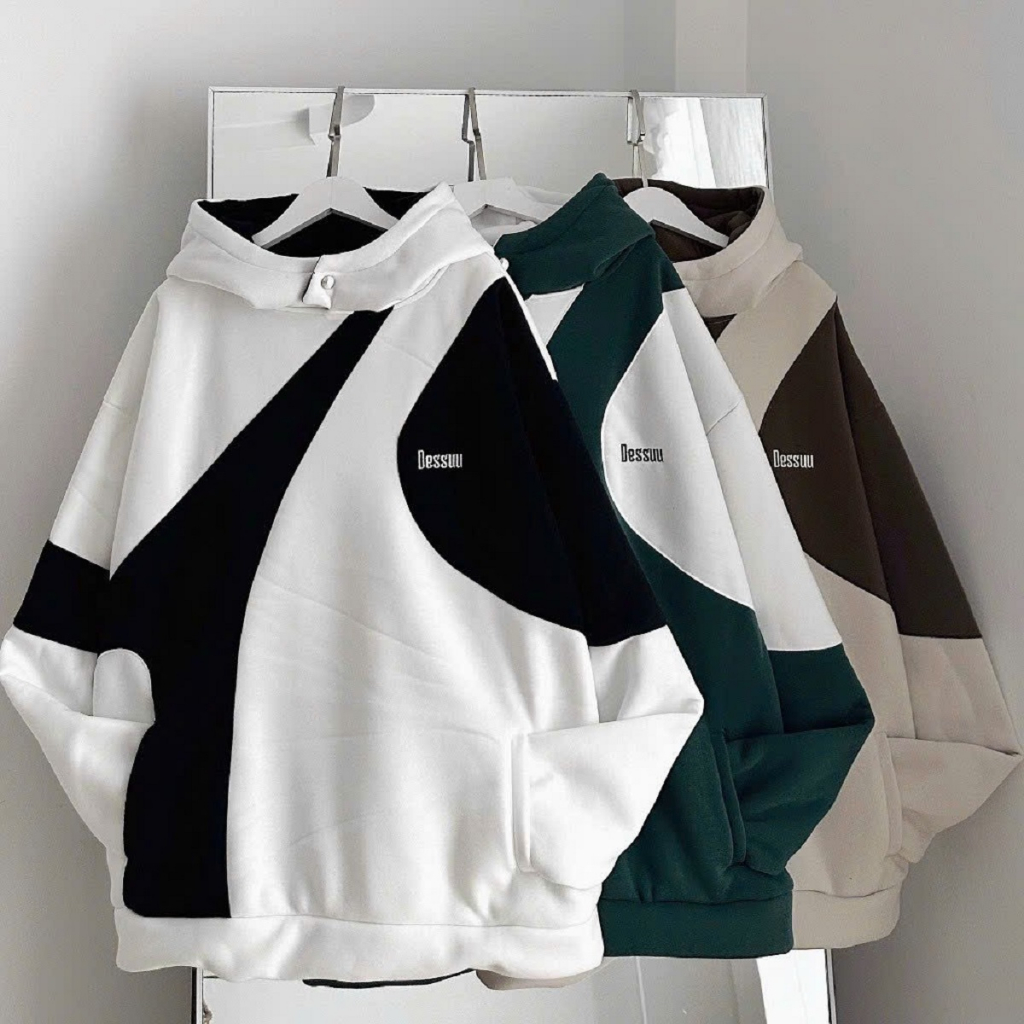 Áo Hoodie Thêu Chữ DESUU Phối Thân ,Túi Có Nón Mũ 2 Lớp - FREESHIP- Khoác Thun Nỉ Cặp Đôi Nam Nữ Couple