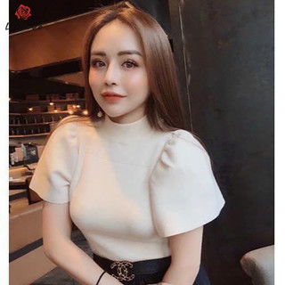 Áo len cộc tay cổ tròn, tay bồng cánh tiên sang chảnh LiiLove PG24
