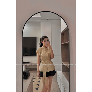 ÁO SƠ MI GU TAY LIỀN TÚI ĐAI EO ☘️