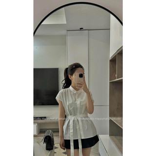 ÁO SƠ MI GU TAY LIỀN TÚI ĐAI EO ☘️