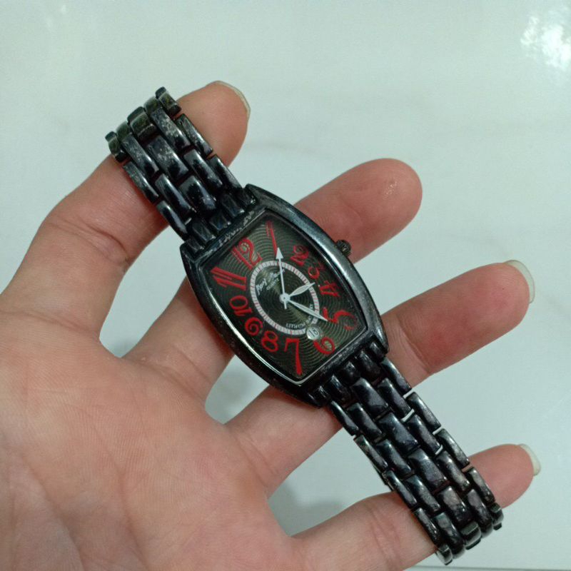 Đồng hồ si nhật nam tank bầu hiệu MAVY MAISON 1 cửa lịch ful đen