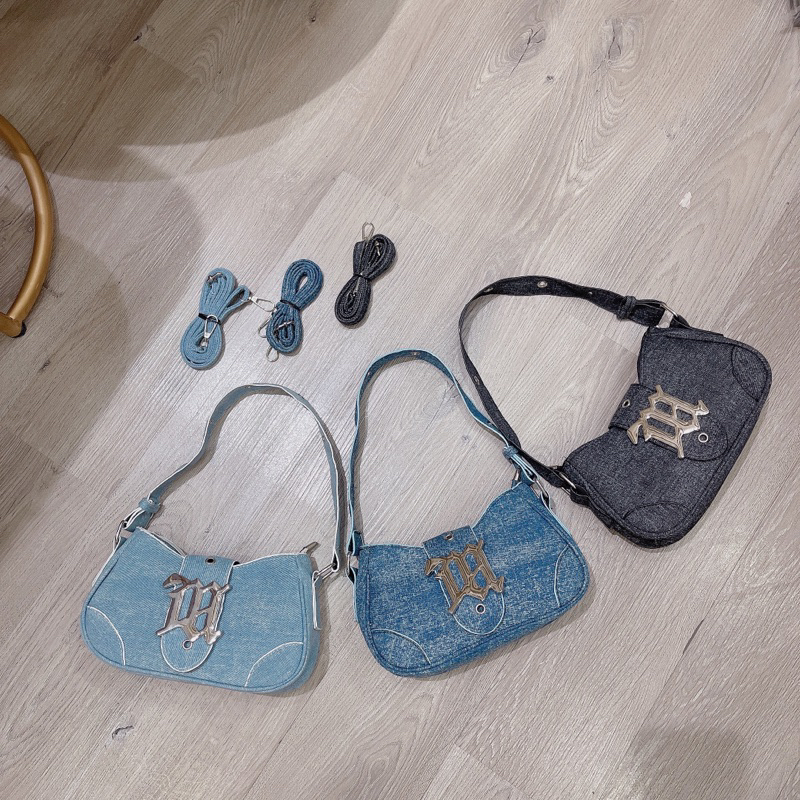 Túi đeo chéo ML kẹp nách sang chảnh da nhăn quai khuy siêu hót