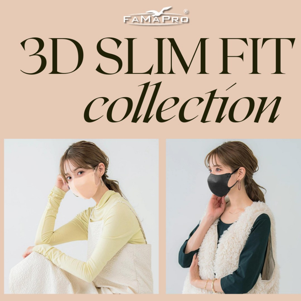 [ Combo 5 túi ] Khẩu trang y tế 3 lớp kháng khuẩn  3d Mask SlimFit Famapro cao cấp bịch 10 cái