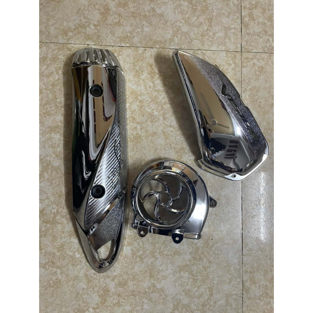 Bộ 3 món xe Vision 2011-2013 che pô, pô E, quạt crom xi