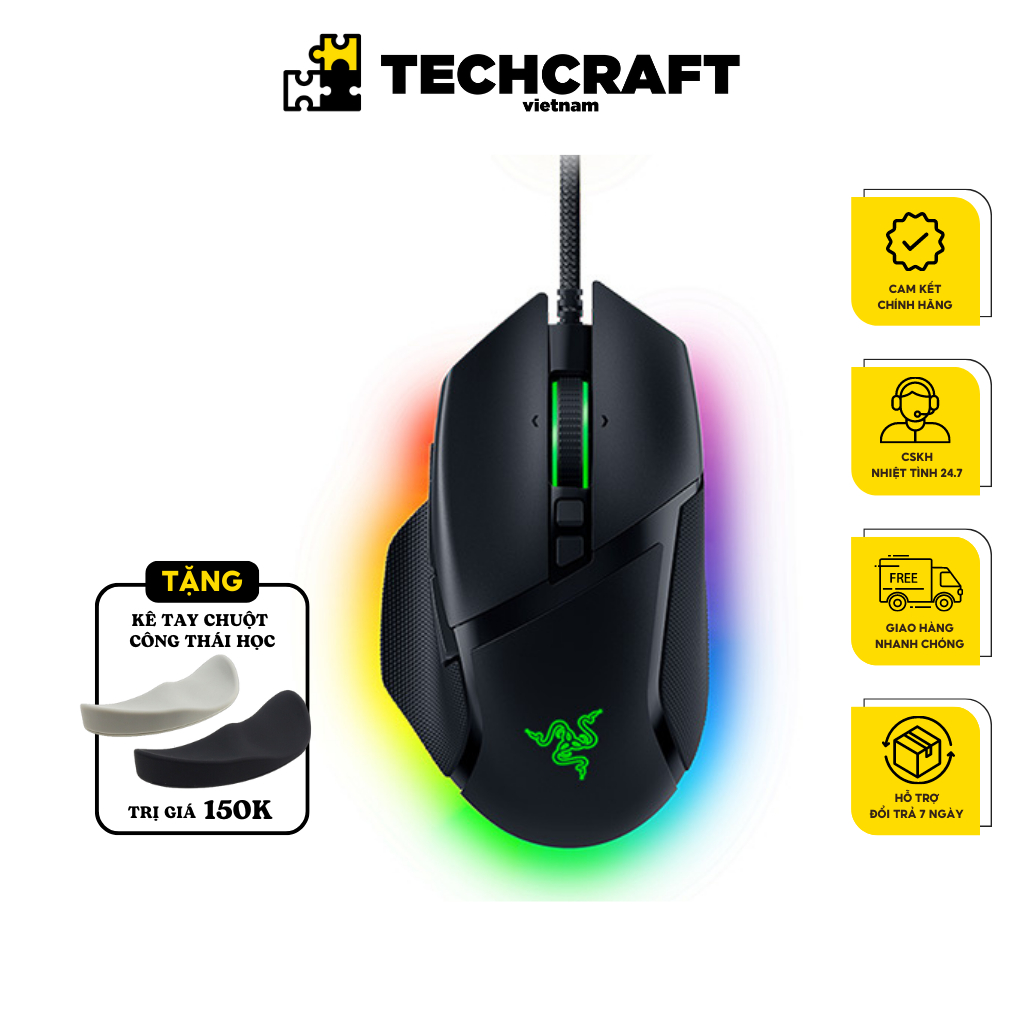 Chuột Gaming Razer Basilisk V3 - Kết nối có dây | Tặng Kê Tay Công Thái Học