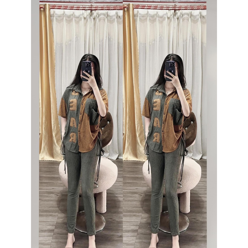 SÉT bộ đồ dài nữ rút eo Bigsize 85kg BEAR